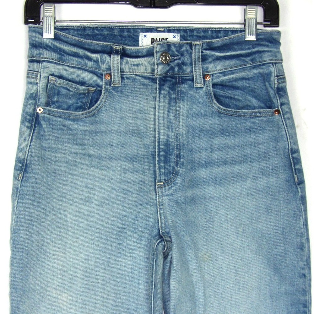 PAIGE Medium Wash Stretch SASHA Wide Leg High Rise Denim Jeans Women's 26 - Picture 2 of 9